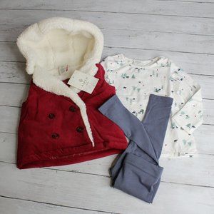 Aspen Kids Baby Girl's Winter Top Corduroy Jacket Vest Pants Set